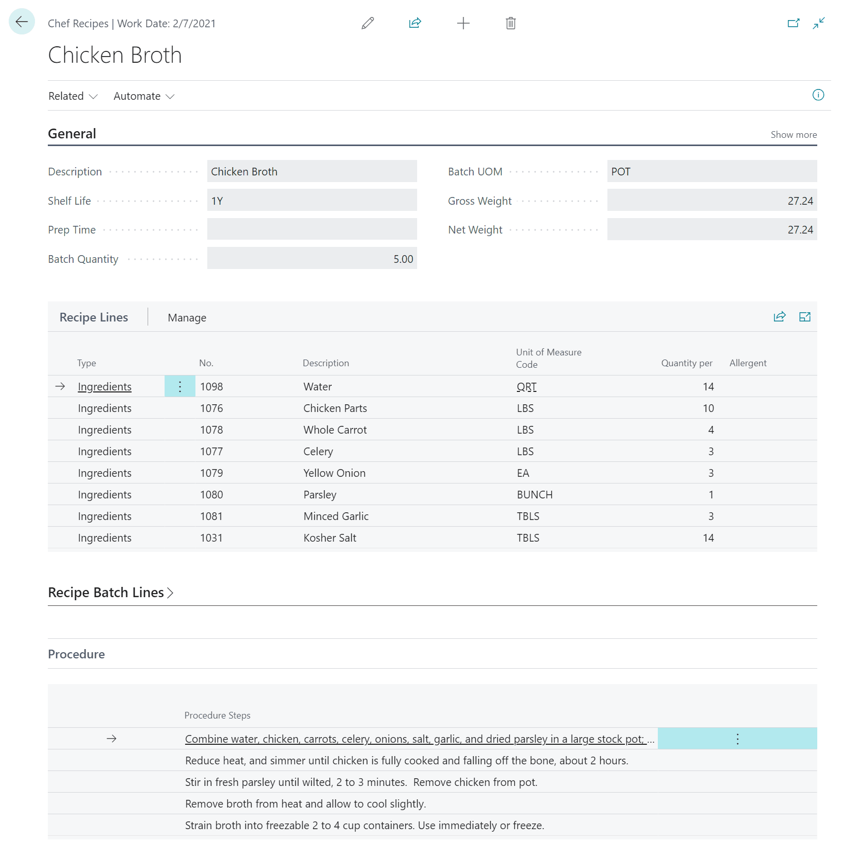 inecta Food ERP recipe and batch management for cheese production