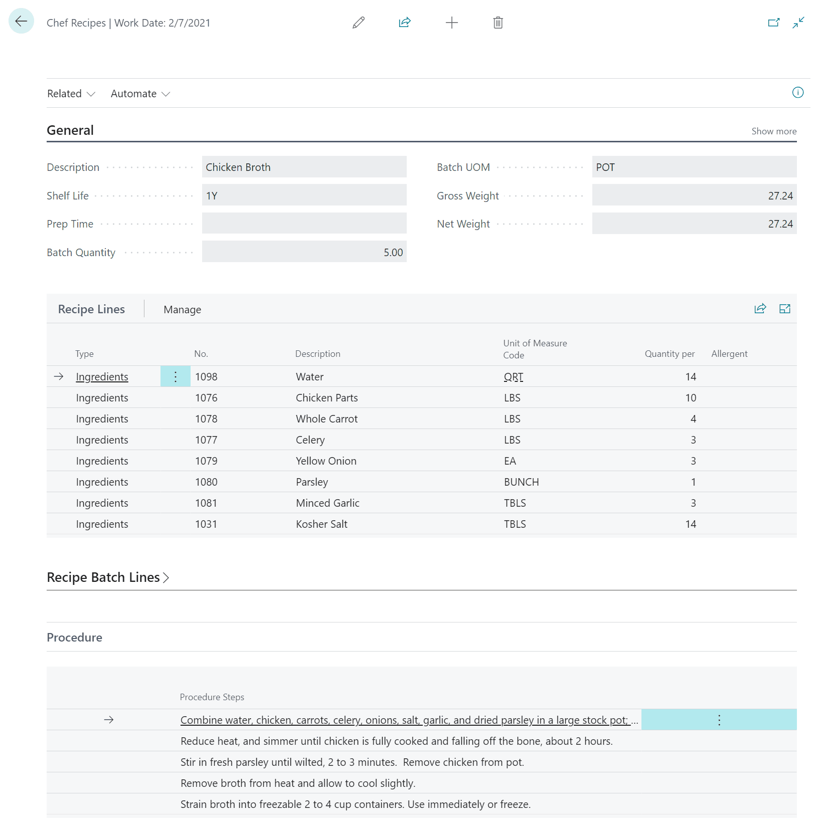 inecta Food ERP allergen lot attribute tracking through production