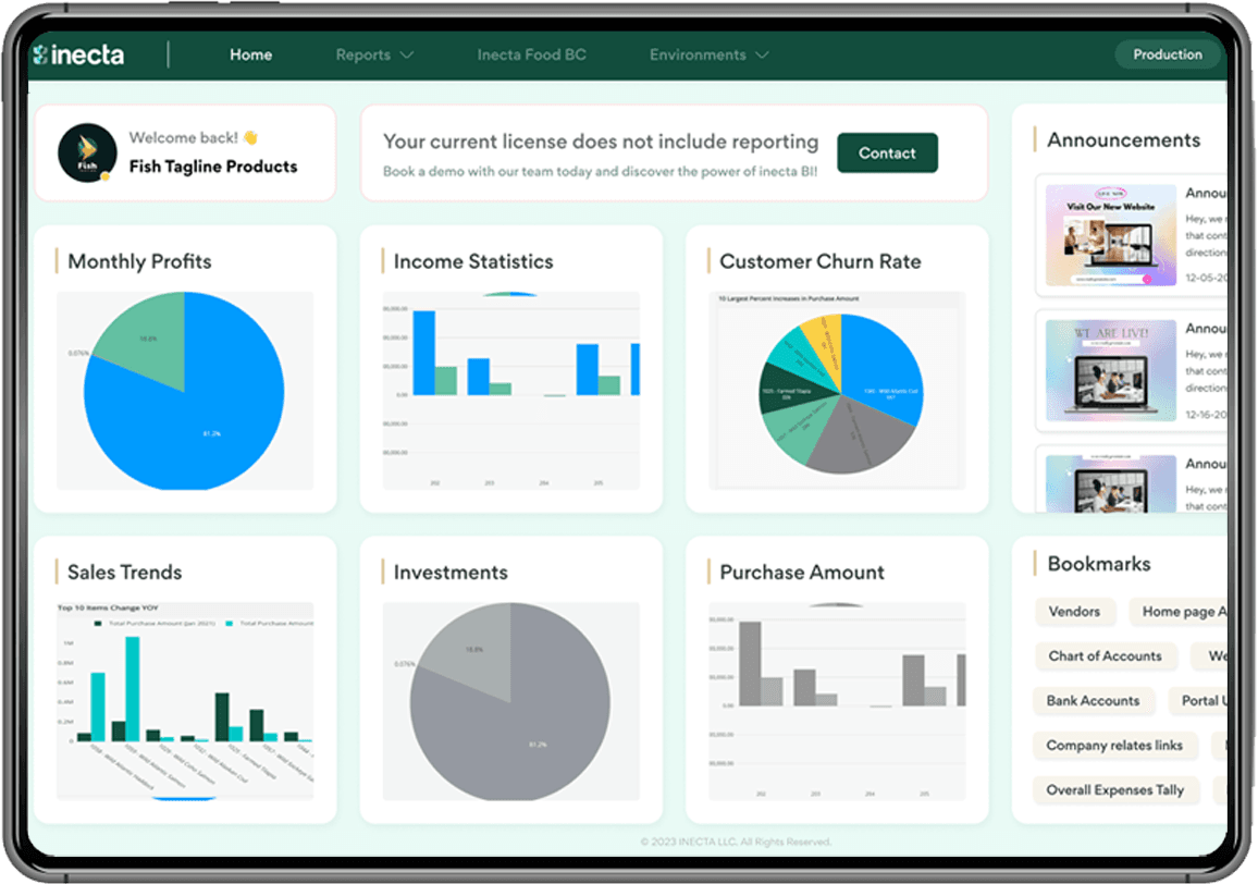 inecta Food ERP dashboard for produce traders